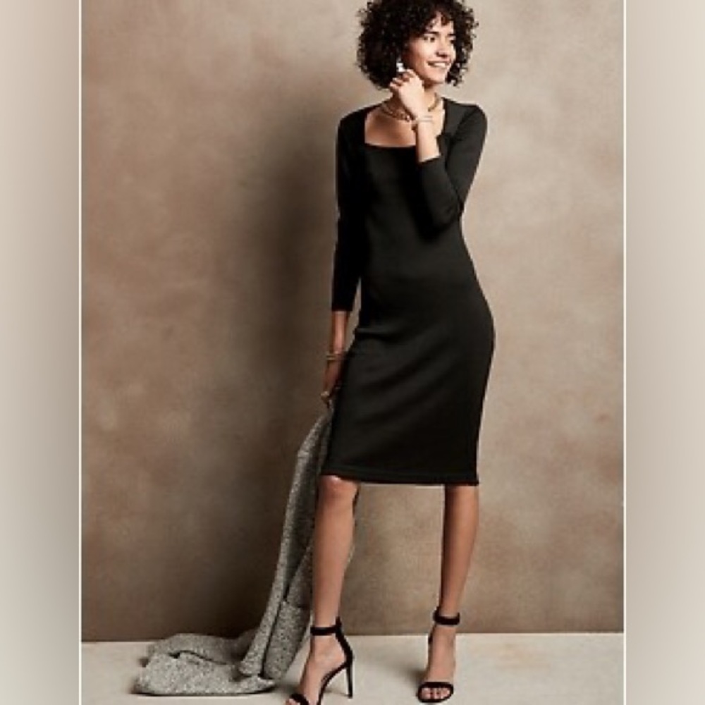 Banana Republic | Sweetheart Marled Ribbed-Knit Dress